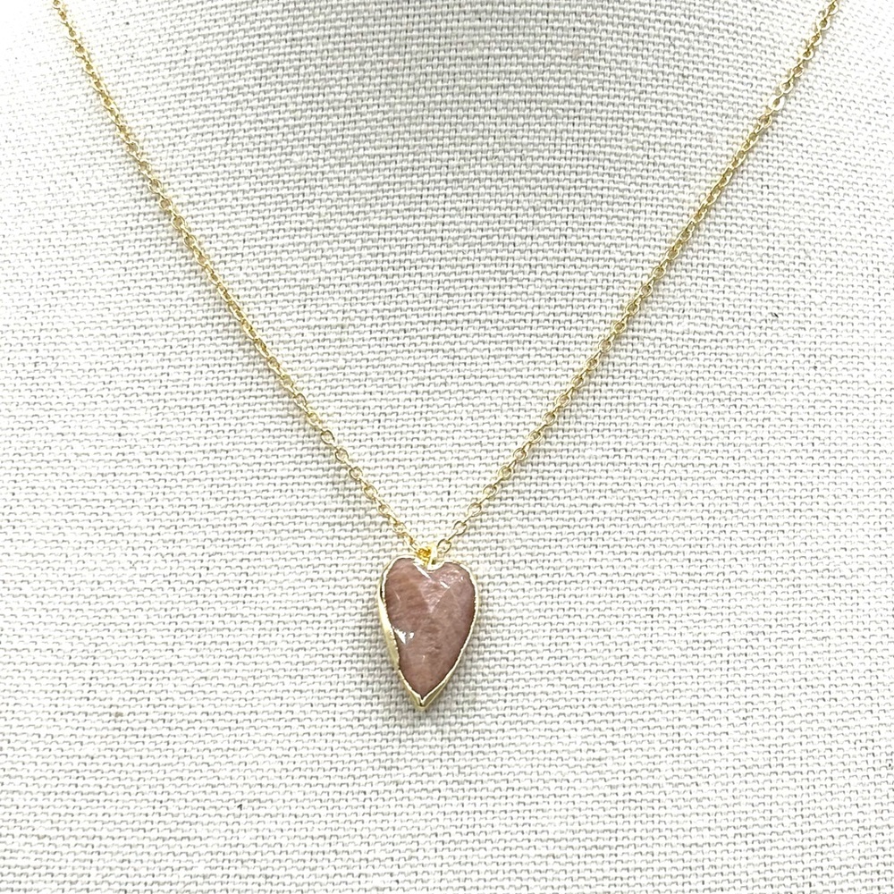 Hand Crafted Sunstone Heart Gold Necklace